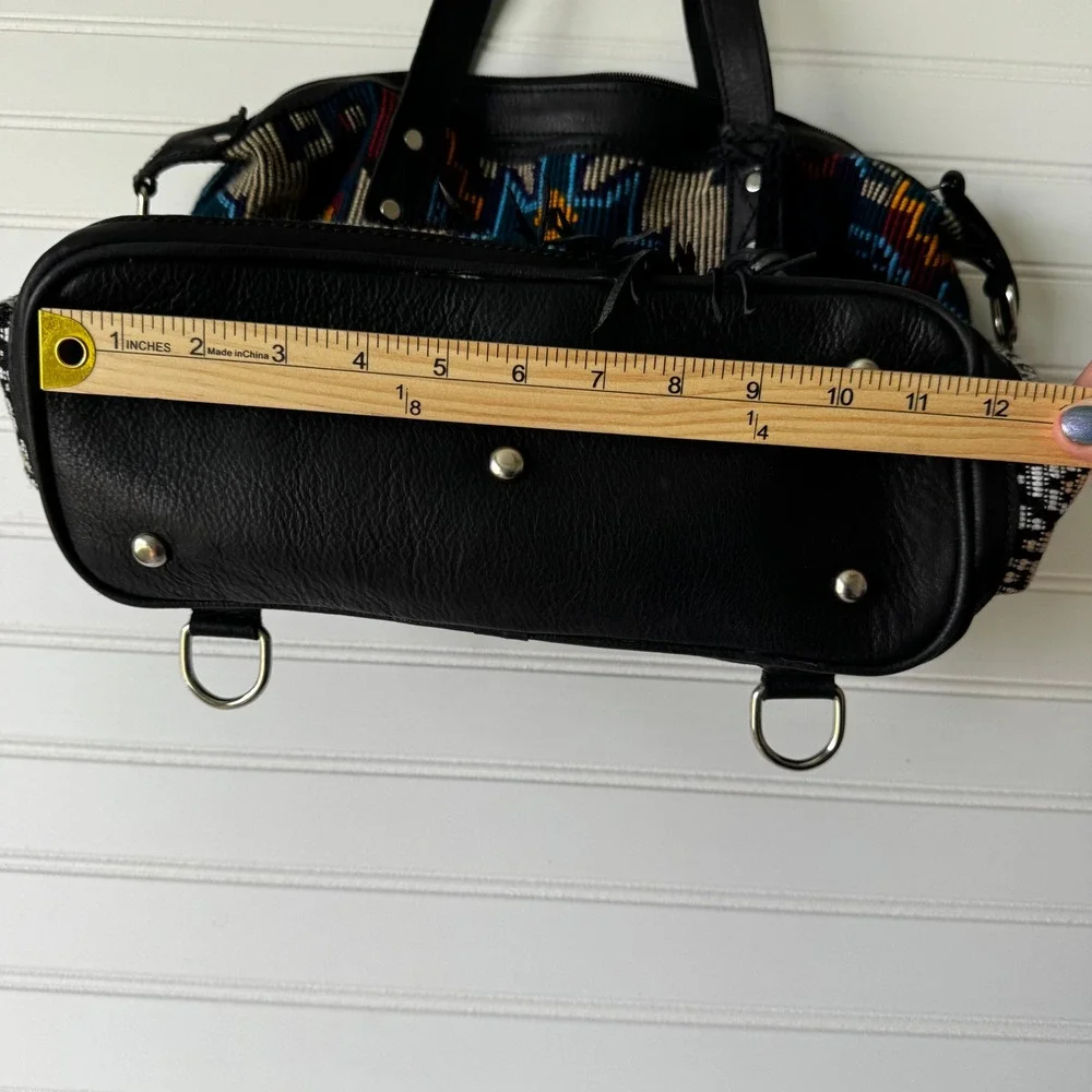 Maria's Artisan Shop Boho Tribal Woven Leather Tote‎ Bag Fringe Backpack - Picture 6 of 14